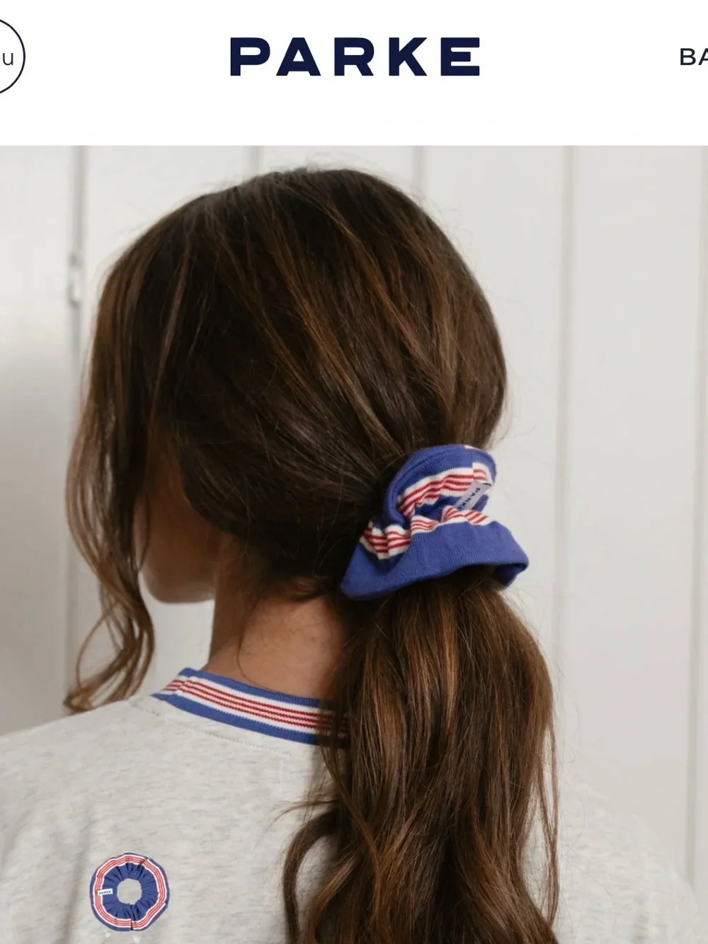 PARKE Blue red coastal stripe Scrunchie new!!!